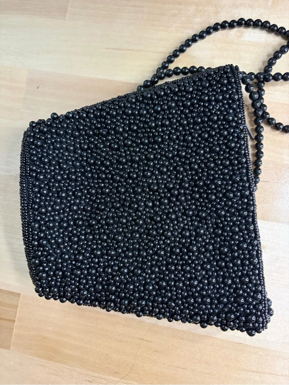 Vintage Inge Christopher Black Beaded Evening Bag